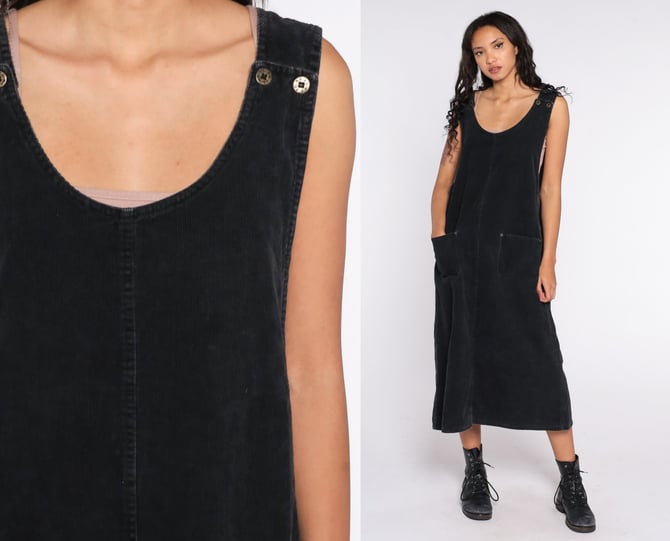 overall dress midi