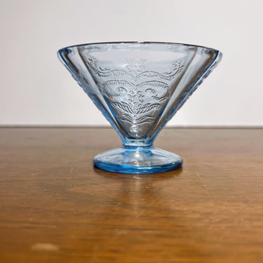 Vintage Federal Glass Madrid Blue Cone Shaped Footed Sherbet 