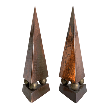 Vintage Copper &amp; Brass Obelisks, A Pair