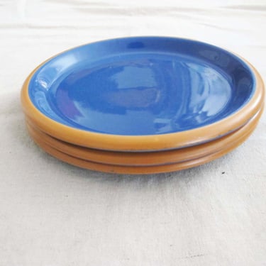 Vintage Crown Corning Sonora Dinner Plates Set 3 - Terracotta Orange Blue Dishes - Southwest Boho Kitchen - 