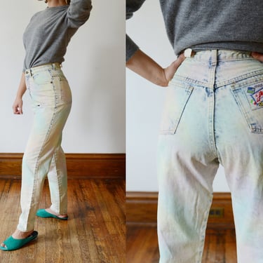 1980s Pastel Highwaisted Acid Wash Jeans - XS 