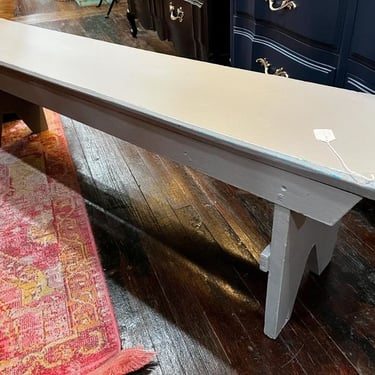 Long gray painted bench. 60” x 11” x 17.5” 