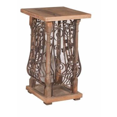 Iron Stool with Teak Top