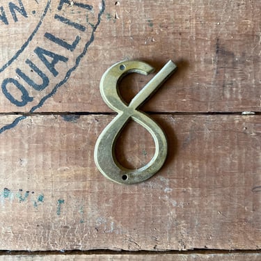 Vintage 4” Brass Home Address Number ‘8’ 