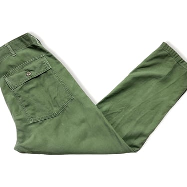 Vintage 1960s US Army OG-107 Cotton Sateen Field Trousers / Pants ~ measure 32 x 29.5 ~ Vietnam War Era ~ 32 Waist ~ Talon Zipper 