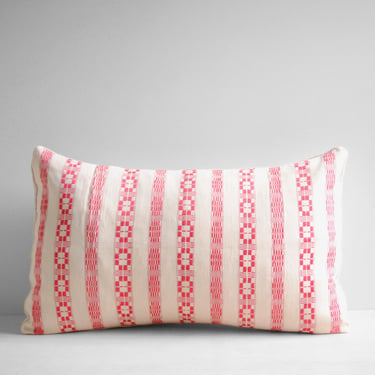Vintage Red and White Cotton Throw Pillow Cover 