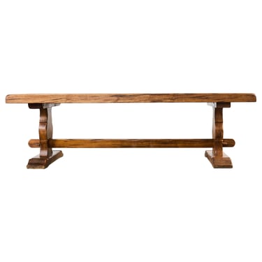 Country French Provincial Walnut Farmhouse Trestle Dining Table