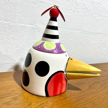 Vintage 90s Lotus Whimsical Wacky Bird Cookie Jar By Joanne Delomba 