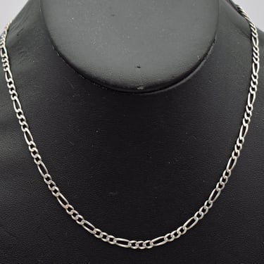 Classic 90's Italy 925 silver figaro chain choker, handsome simple sterling links rocker necklace 