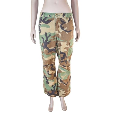 Vintage Military Camo High Waist Trousers Summer Utility Cargo Pants Small 