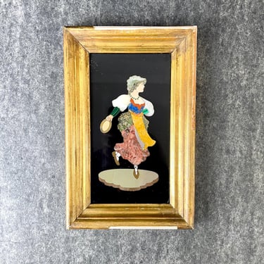 Florentine stone mosaic of woman dancing by G. Ugolini - 1960s vintage 