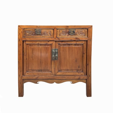Vintage Chinese Carving Brown Drawers Side Table Credenza Cabinet cs7753E 