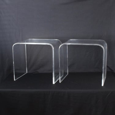 Lucite Waterfall End Side Table Vintage Mid Century Modern -a pair 