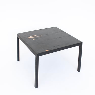 Belgian Slate and Enamel Accents Side or Small Coffee Table Attributed Pia Manu