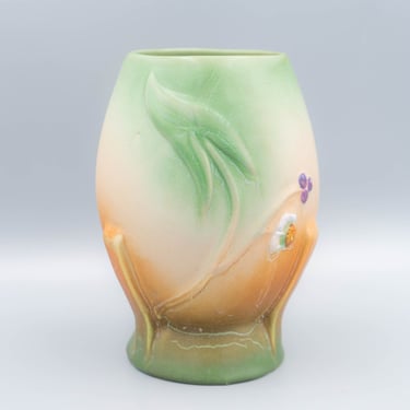 Weller Tutone Vase | Vintage 1930s Green and Tan Pottery Art 