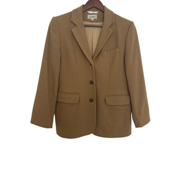 Vintage Size 8 L.L. Bean Camel Colored Wool & Cashmere Blend Blazer, Made in USA, Wool Jacket, Wool Coat, Oversized Blazer 