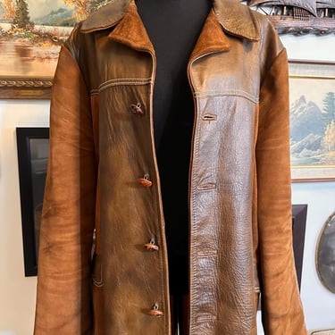 Vintage Men's PIONEER WEAR Jacket Suede and Leather Jacket Size 44 or XL-2XL 