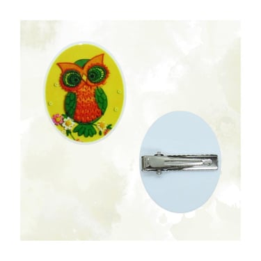 Vintage Owl Hair Clip - Retro 60s 70s Style Owl Barrette - Cute Kitsch Accessory 