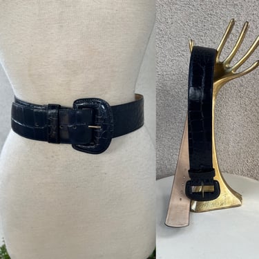 Vintage black Alligator grain steerhide leather waist belt Lg by Nordstrom 