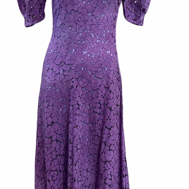 1930s Lavender Floral Cotton Lace Gown -OLDBS