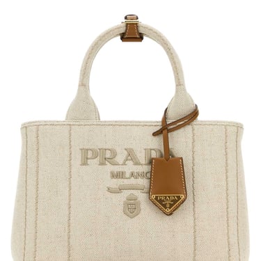 Prada Women Sand Canvas Shopping Bag