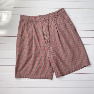 high waisted shorts 80s vintage Ruff Hewn red beige plaid cotton shorts 