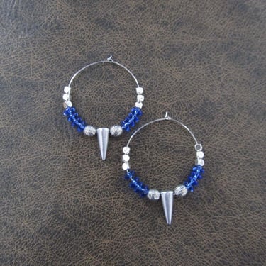 Silver and periwinkle hoop earrings 