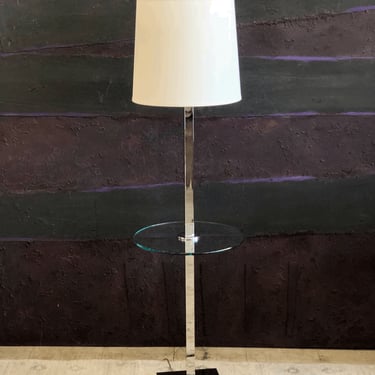 Chrome Floor Lamp with Glass Table