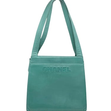 Chanel Turquoise Logo Top Handle Bag