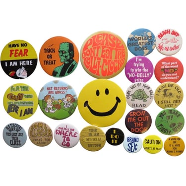 Vintage Pinback Button -  60s 70s Groovy Humor Themes - Misc. Novelty Pins - You Choose - Genuine Vintage Pin Button 