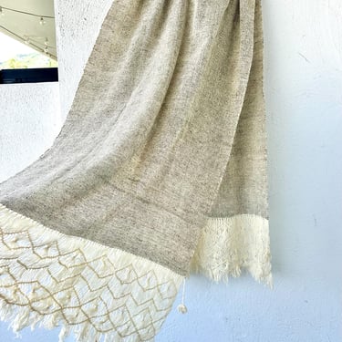 Vintage Woven Wrap Crochet Fringe Macrame Scarf Decor Table Runner 