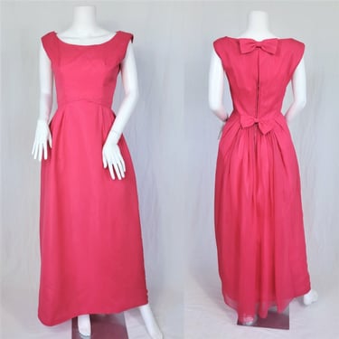Lorrie Deb 1960's Hot Pink Chiffon Long Evening Gown Dress I Wedding I Bridesmaid I Sz Med I 