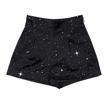 Christopher Kane - Black Star Print Satin Shorts Sz 4