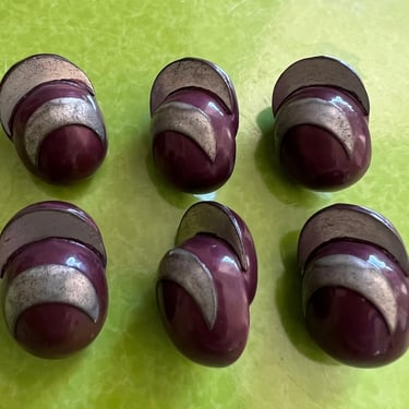Buttons Art Deco celluloid w metal mulberry Lot 6 