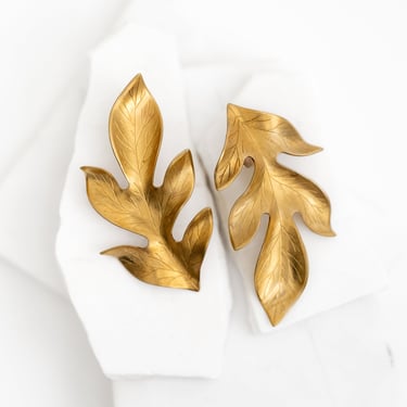 Brass and Sterling Silver Ilana Leaf Earrings