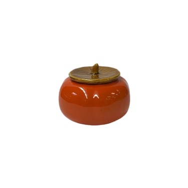 Delicate Orange Persimmon Shape Stem Lid Ceramic Display Art ws4507E 