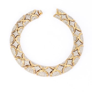 Golden Arc Crystal Contour Collar Necklace