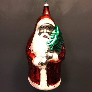 Vintage Belsnickle Large Santa Blown Glass Ornament 
