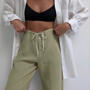 Vintage Avocado Linen Pants