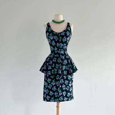 Amazing 1980's Diane Von Furstenberg Berry Print Jersey Dress / Sz M