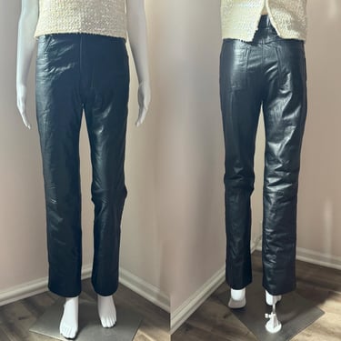 Black Leather Pants Midrise Size 30 1980's 