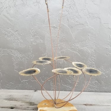 Mid-Century Modern Brutalist Flower Sculpture Manner of Jere 