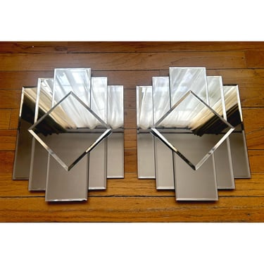 Vintage Art Deco Mirrors - Pair, Set of 2 - Mechanical Mirror Works New York - Hanging Wall Mirrors- FREE SHIPPING 