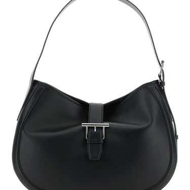 Alexander Mcqueen Black Shoulder Bag With Adjustable Shoulder Strap And T Buckle Closure On The Front In Leather Woman