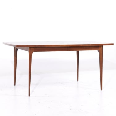 Broyhill Brasilia Mid Century Walnut Expanding Dining Table with 2 Leaves - mcm 