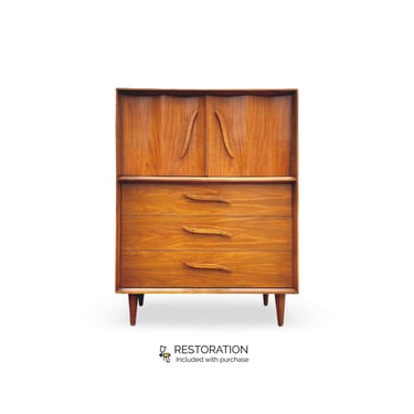 Unagusta Vintage Mid Century Modern Sculpted Highboy Dresser c. 1960s 