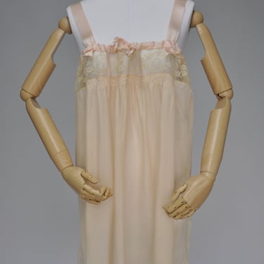 1920s pale peach silk chemise slip nightgown XS-L 