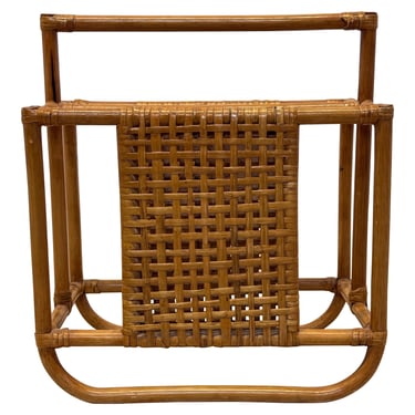 Mid-Century Bamboo and Rattan Magazine Rack, 1970s