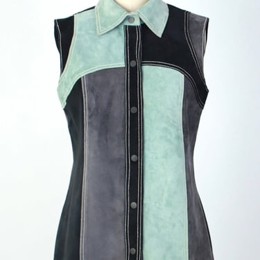 Derek Lam Suede Patchwork Shirt