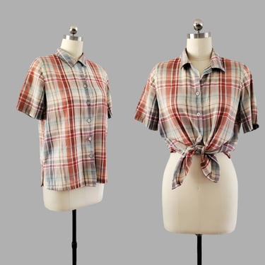 1980's Plaid Blouse from Country Classics by Koret 80's Shirt 80s Women's Vintage Size Large 